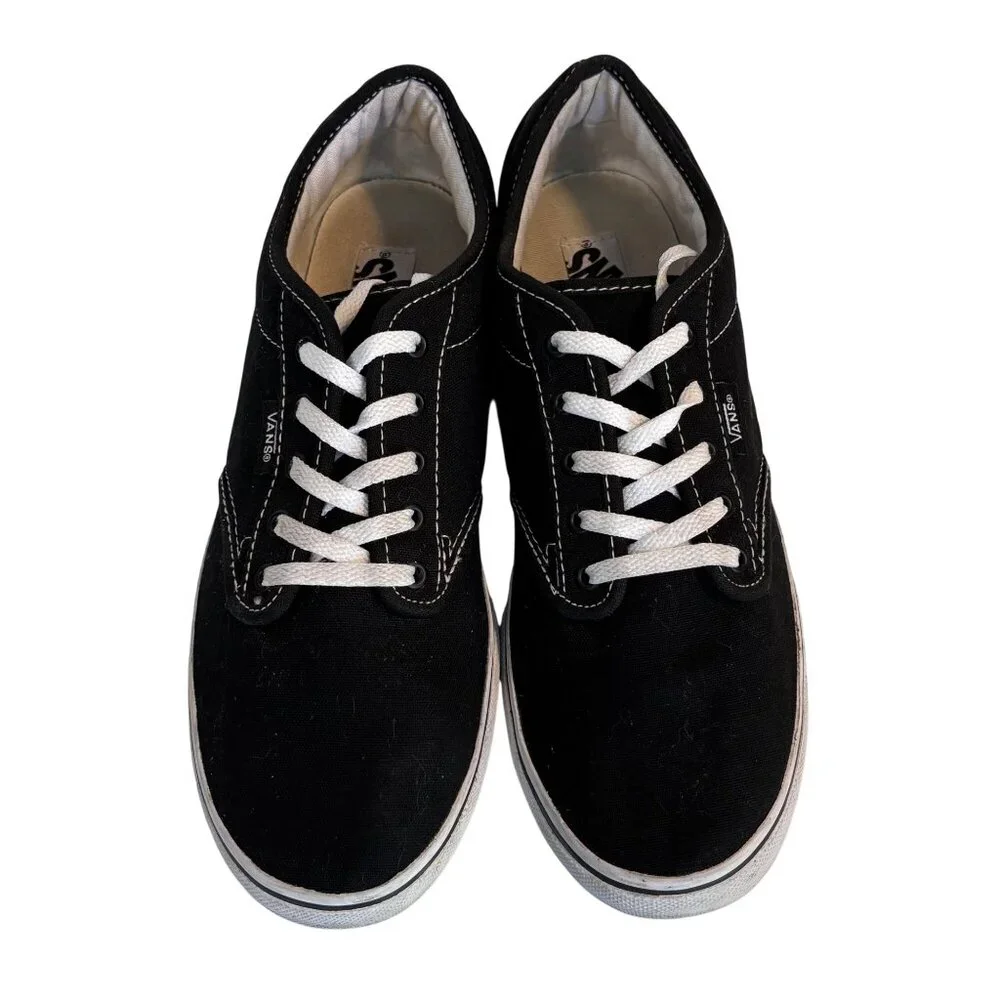 Vans Women's Black Canvas Lace-Up Sneakers Size 7.5 US Skater‎ Streetwear Retro